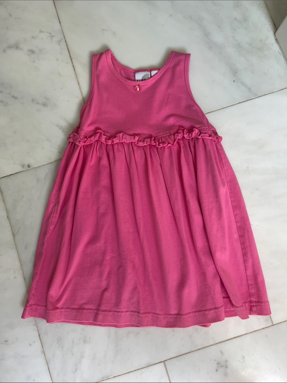 Girls Sleeveless Pink Ruffle Dress, 5